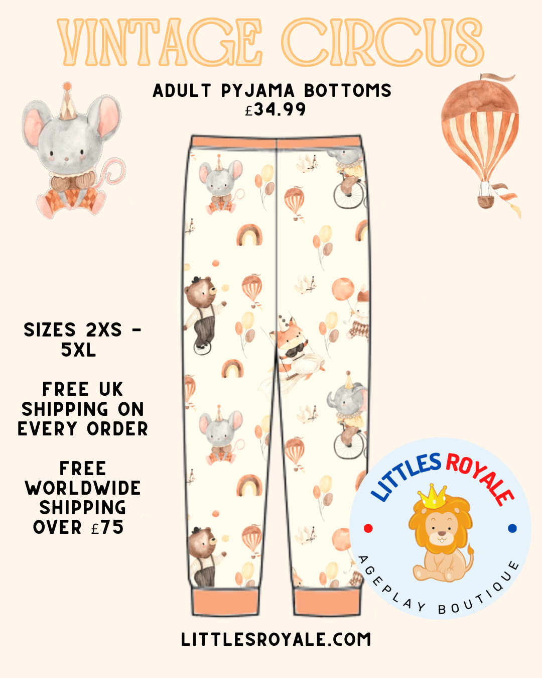 Pre-Order Vintage Circus Pyjama Bottoms