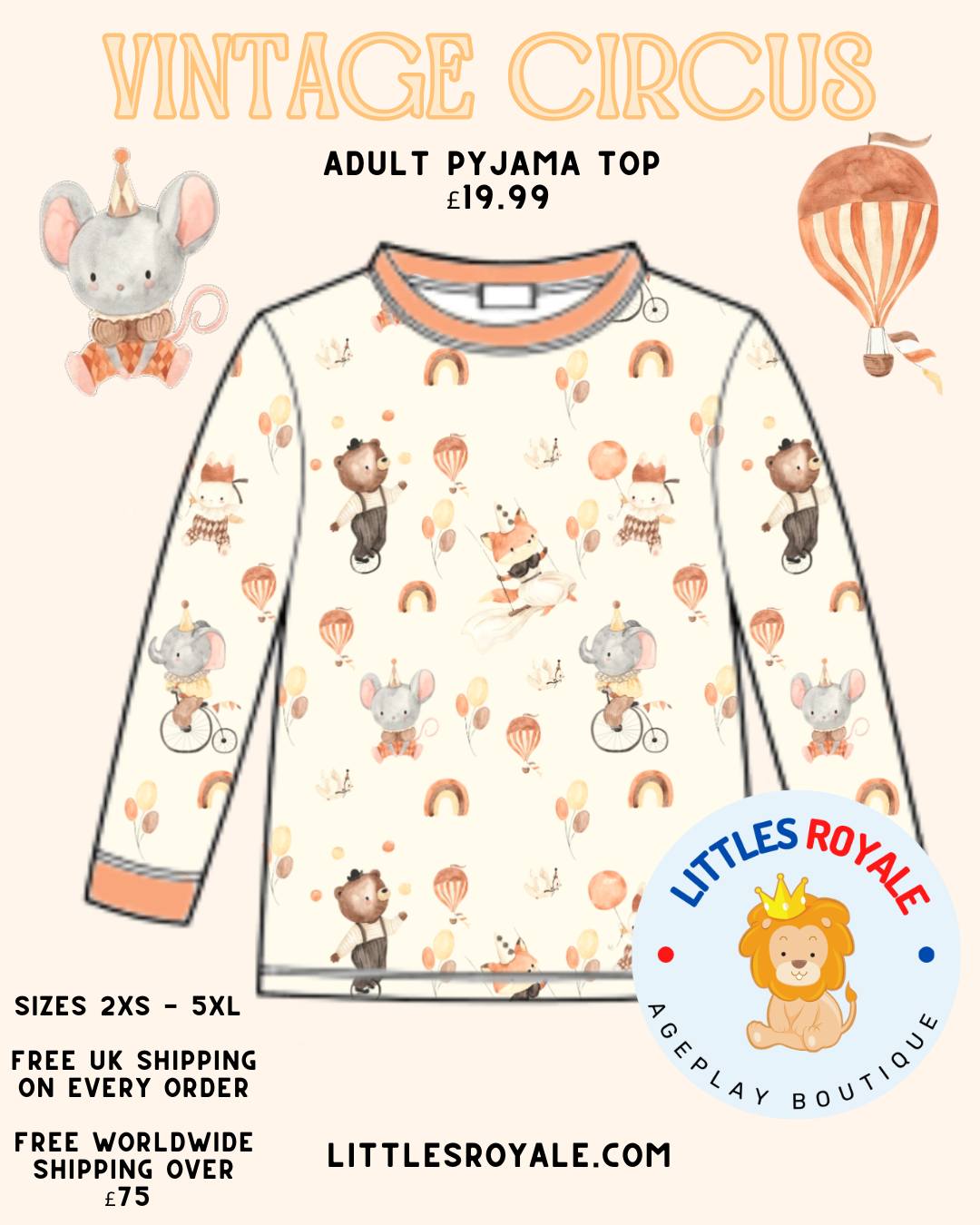 Pre-Order Vintage Circus Pyjama Top
