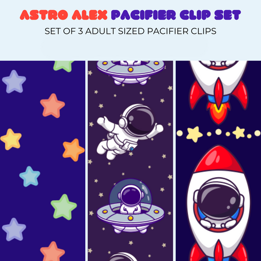 Astro Alex Adult Pacifier Clip Set