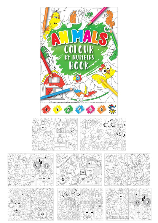 Animals Colour By Numbers Book & Colouring Pencil Set