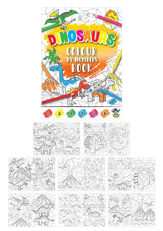 Dinosaurs Colour By Numbers Book & Colouring Pencil Set